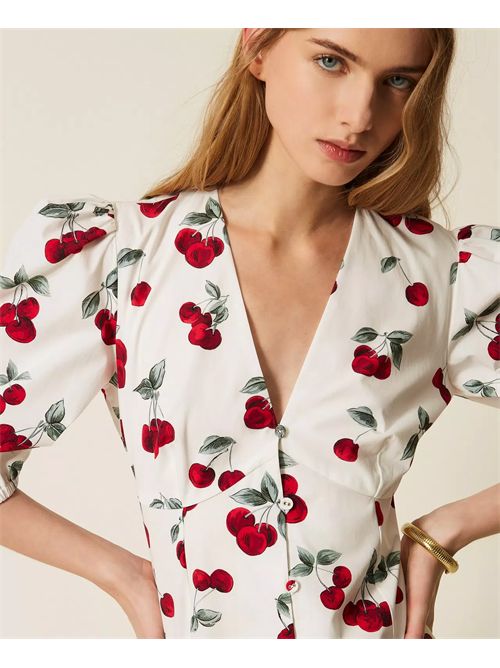 Abito corto in popeline con stampa ciliegie TWINSET | TT2592/13501